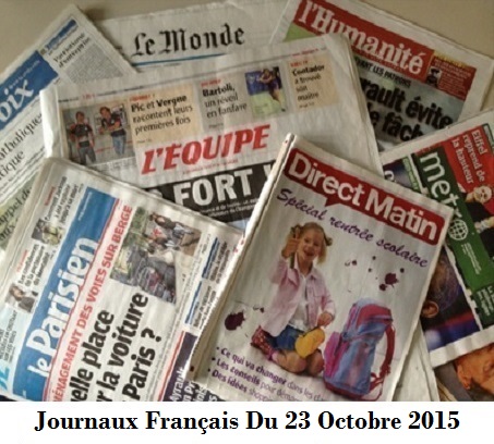 Journaux Français Du 23 Octobre 2015