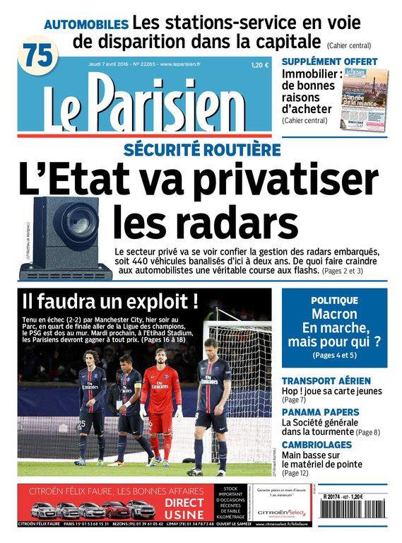 Le Parisien + Journal De Paris Du Jeudi 7 Avril 2016