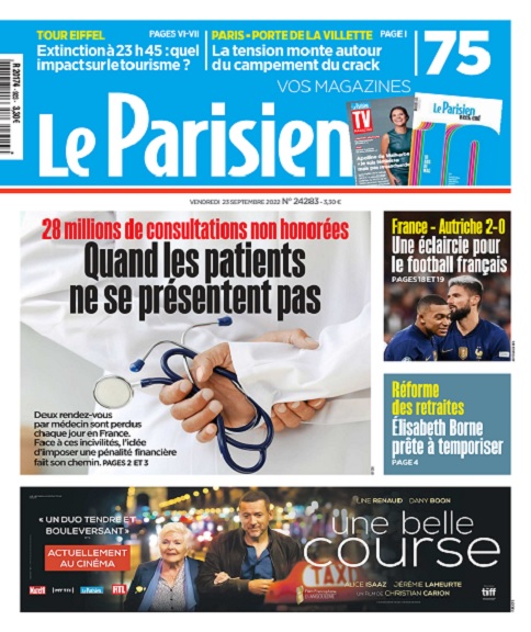 Le Parisien Du Vendredi 23 Septembre 2022